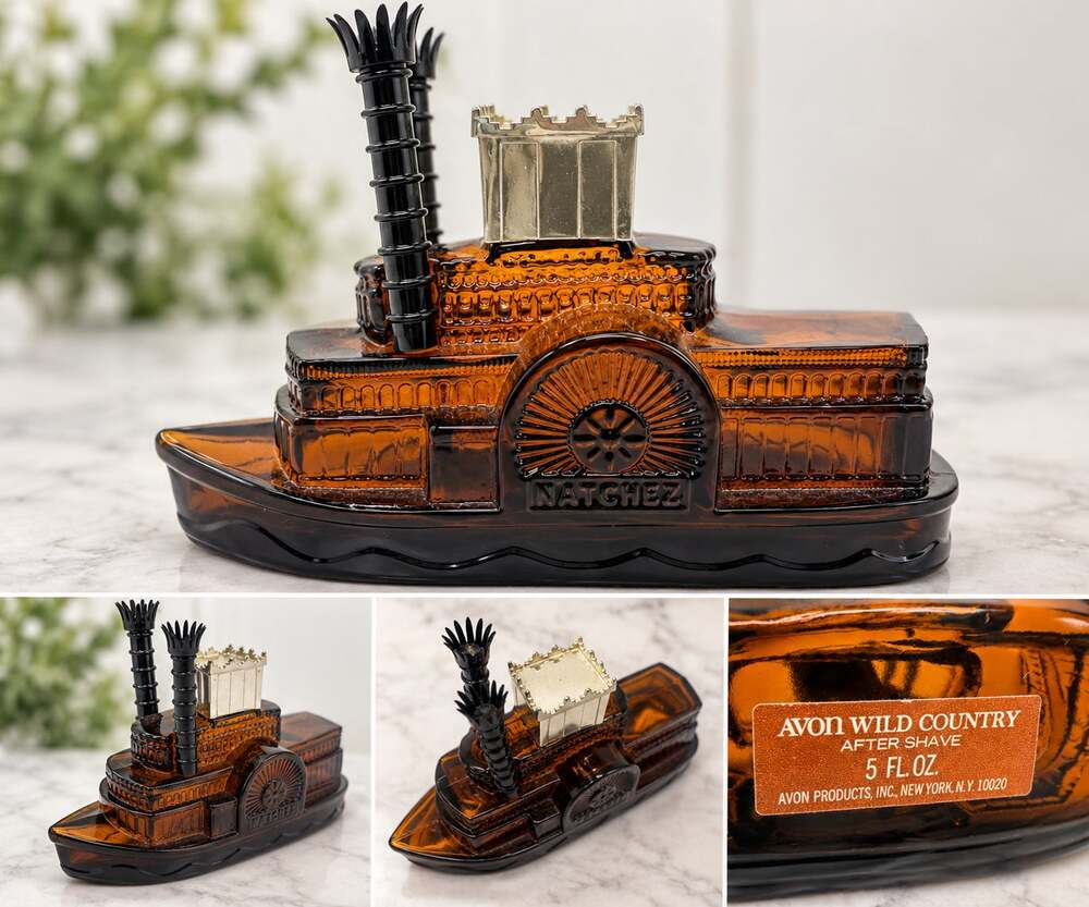 Vintage Avon Riverboat Steamboat Wild Country After Shave Bottle Collectible